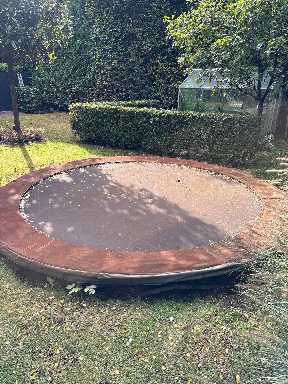 Grote ronde trampoline voor in de tuin 4,20 m doorsnee, Ophalen, Gebruikt