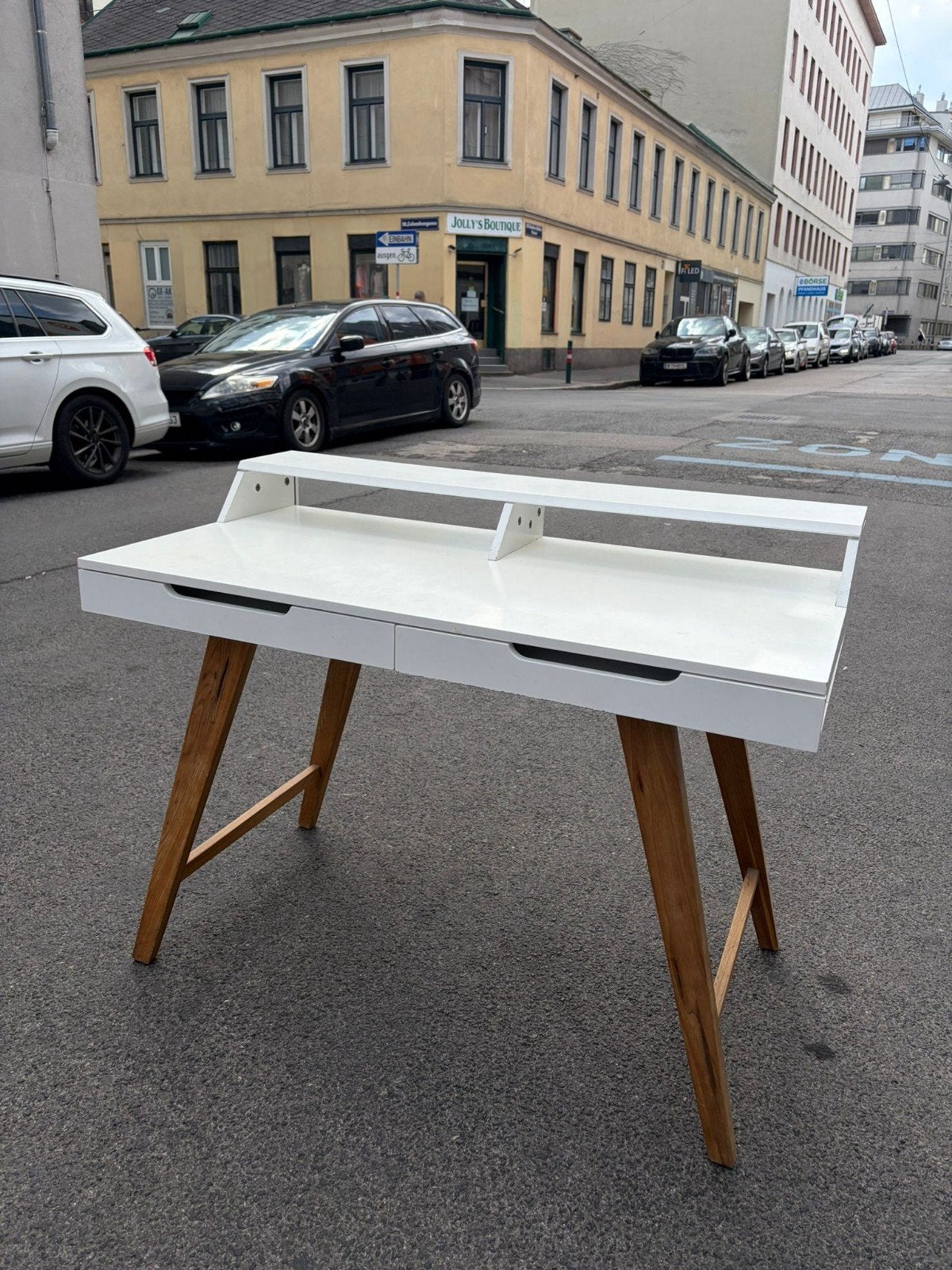 ikea secretaire,  bureau, wit met 2xladen, Huis en Inrichting, Bureaus, Gebruikt, 110 cm, Ophalen of Verzenden, IKEA
