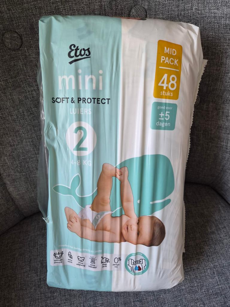 Etos Mini Soft & Protect Luiers Maat 2 (4-8 kg) - 48 stuks, Ophalen of Verzenden, Nieuw