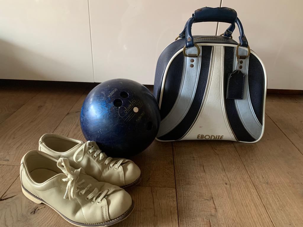 Compleet bowling tas schoenen bal colombia bowlen ebonite, Verzenden, Bal