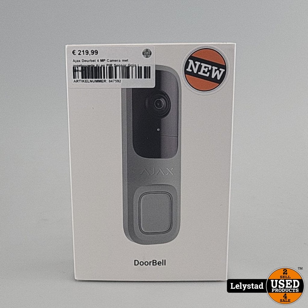 Ajax Deurbel 4MP Camera met ingebouwde AI en PIR Sensor Gray