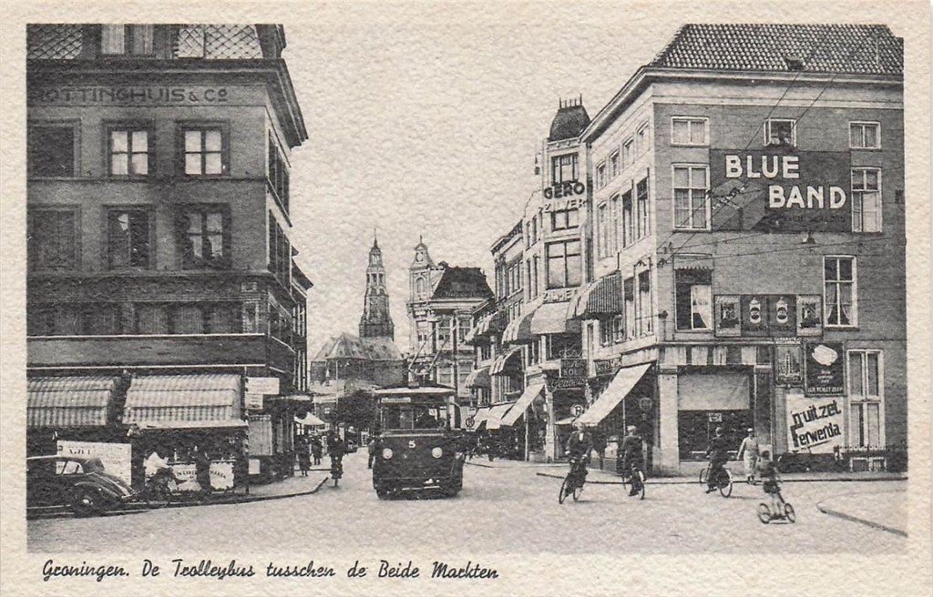 702-151-001 Groningen De Trolleybus Tusschen De Beide Markt, Verzenden, Voor 1920, Groningen