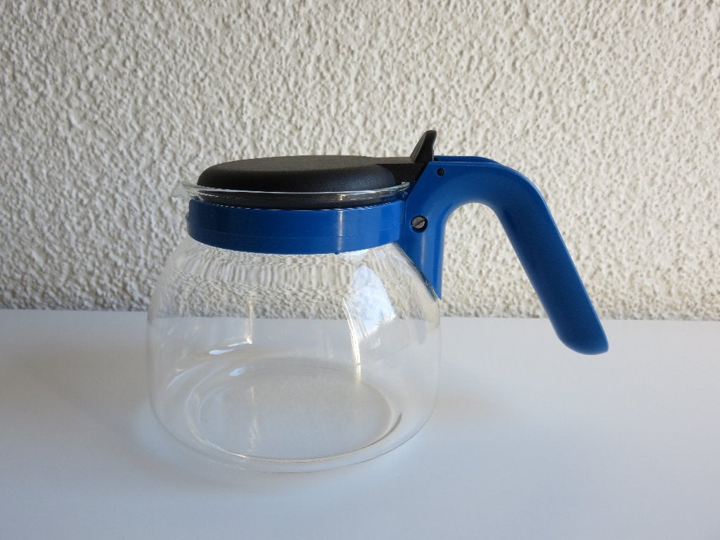 Bodum Koffiekan van glas met blauwe kunststof handgreep, Huis en Inrichting, Overige typen, Ophalen of Verzenden, Effen, Glas