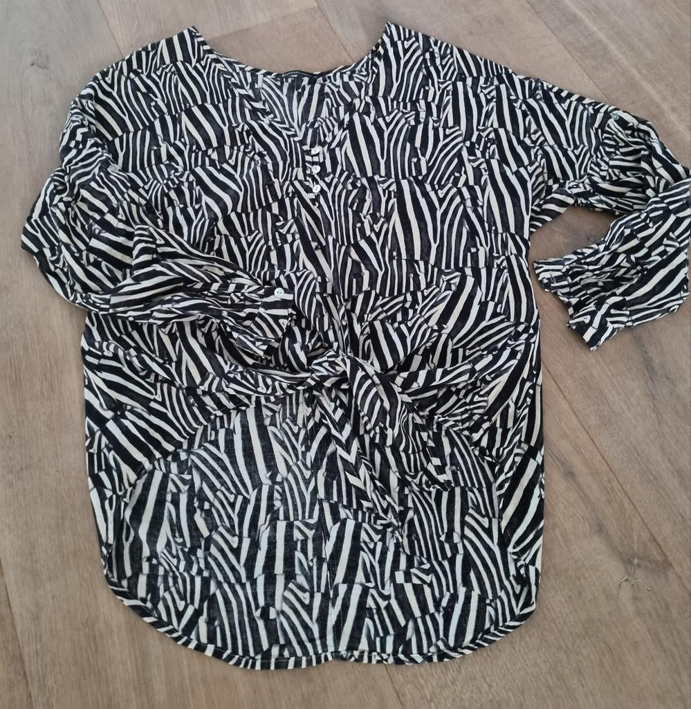 zgan zwart/beige blouse merk SUMMUM, mt S/M, Maat 38/40 (M), Summum Woman, Zwart, Ophalen of Verzenden