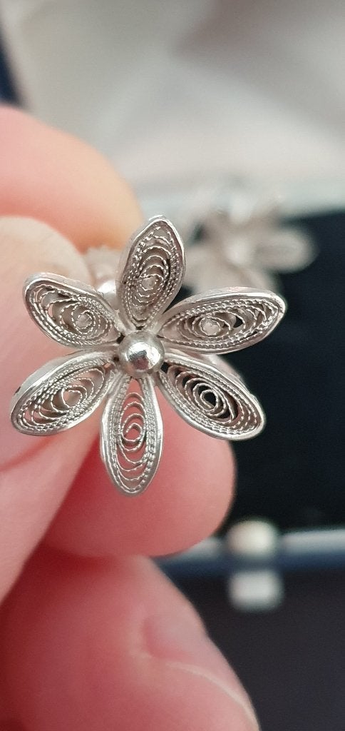 Silver filigraan oorbellen uniek handgemaakt vintage, Sieraden, Tassen en Uiterlijk, Nieuw, Ophalen of Verzenden, Knopjes of Stekers