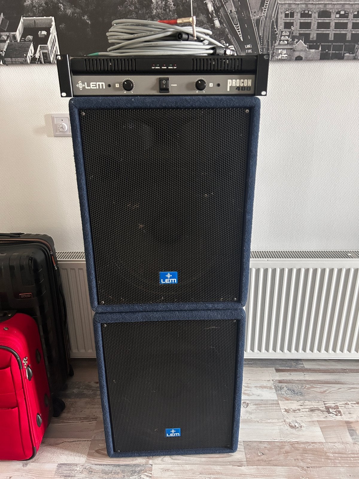 LEM PFM 15.2 Speakerset met LEM PRC 400 Versterker, Gebruikt, Overige typen, 120 watt of meer, Ophalen