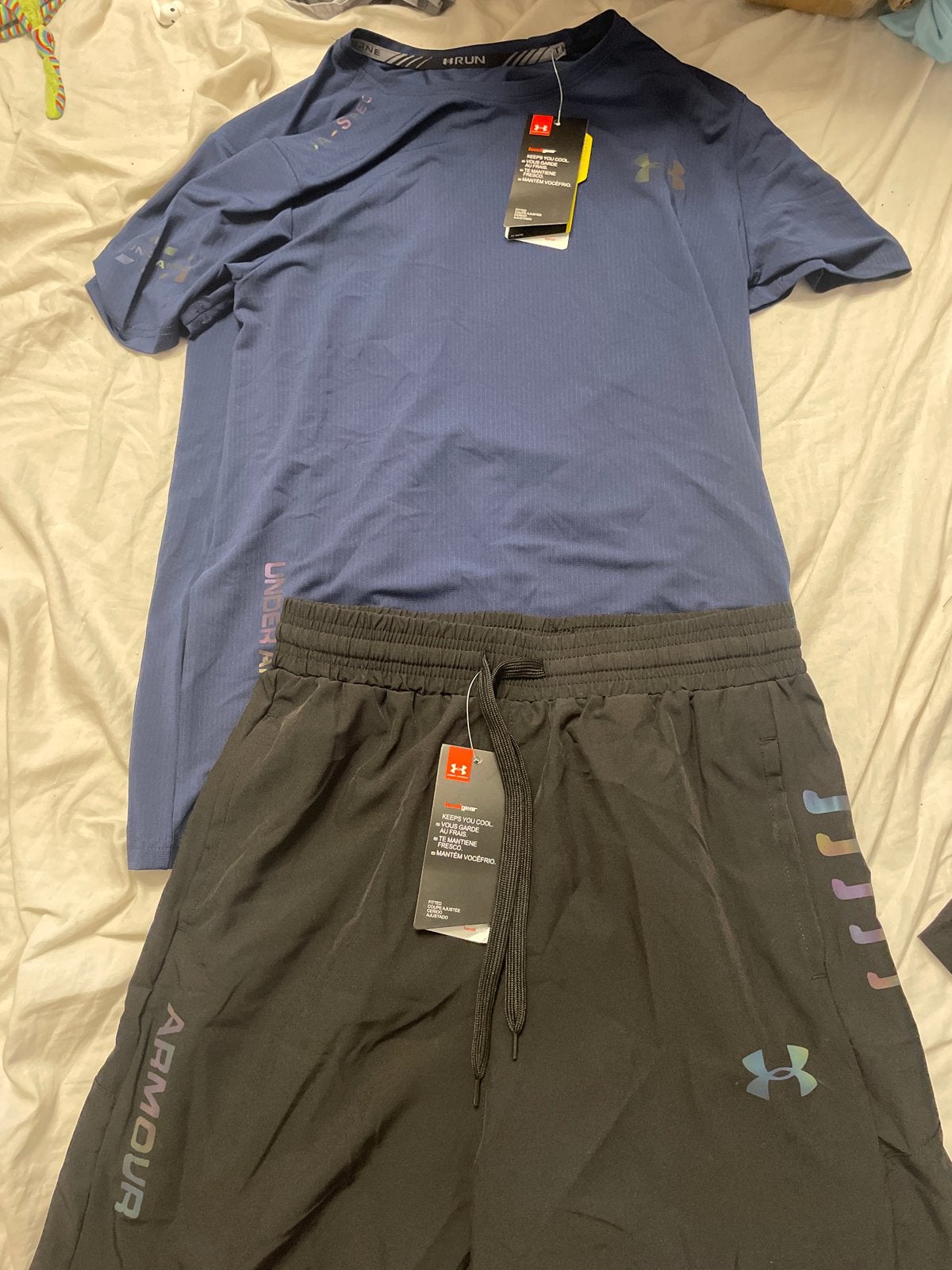 Under Armour Sportset Maat M met Regenboog Reflectie, Fitness, Nieuw, Ophalen of Verzenden, Meerkleurig