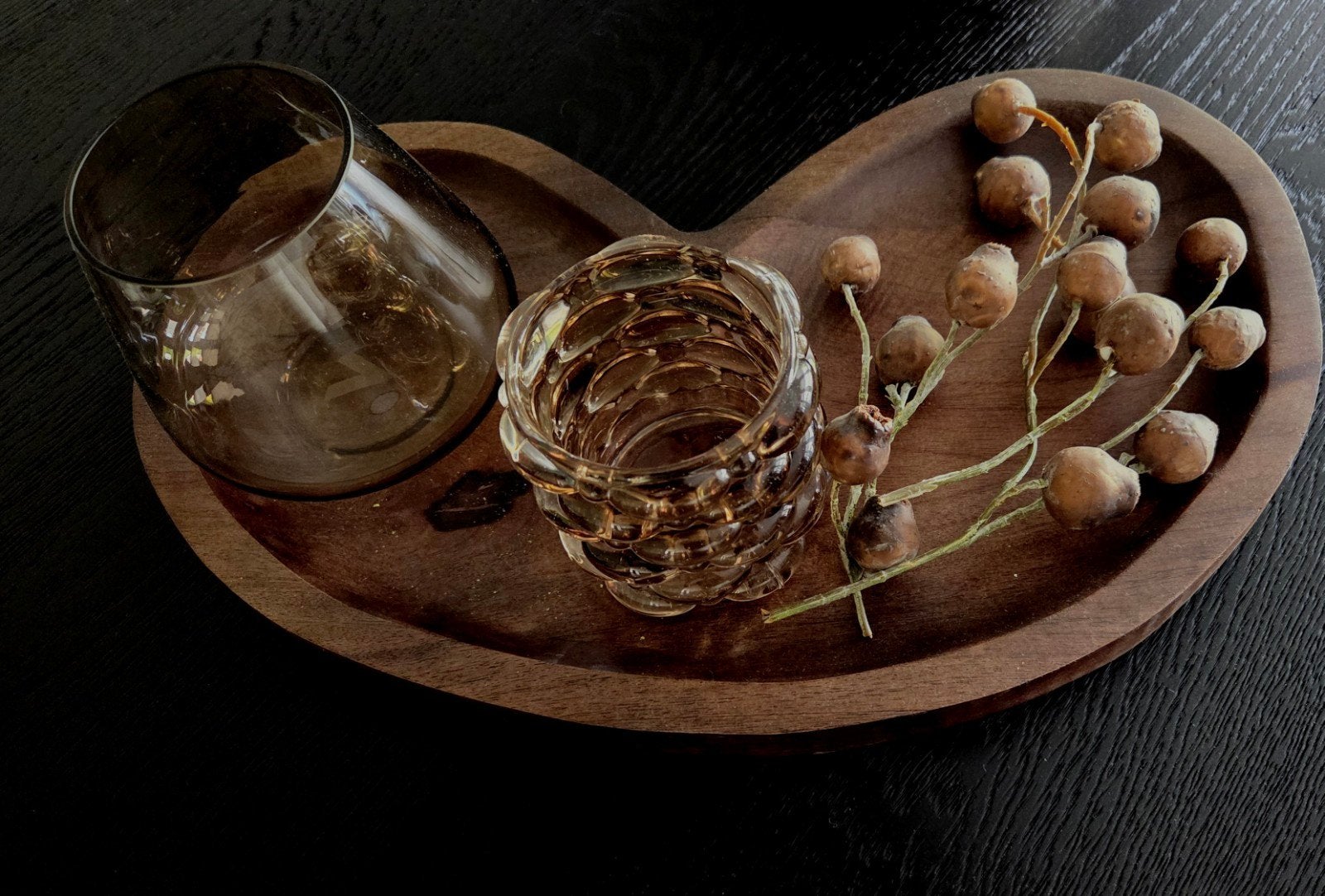Bruine walnoot houten dienblad kidney, Ophalen, Zo goed als nieuw, Overige vormen, Hout