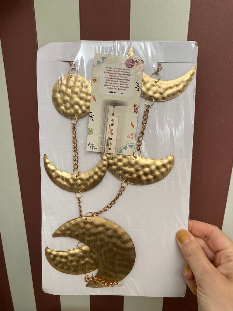 Decoratieve Maan hanger/ slinger goudkleurig boho chic, Ophalen of Verzenden, Nieuw