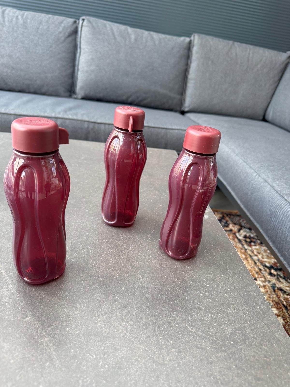 Tupperware Eco Flessen Set - 3x 310ml in Rood/Roze, BPA-vrij, Ophalen of Verzenden, Zo goed als nieuw, Drinkfles