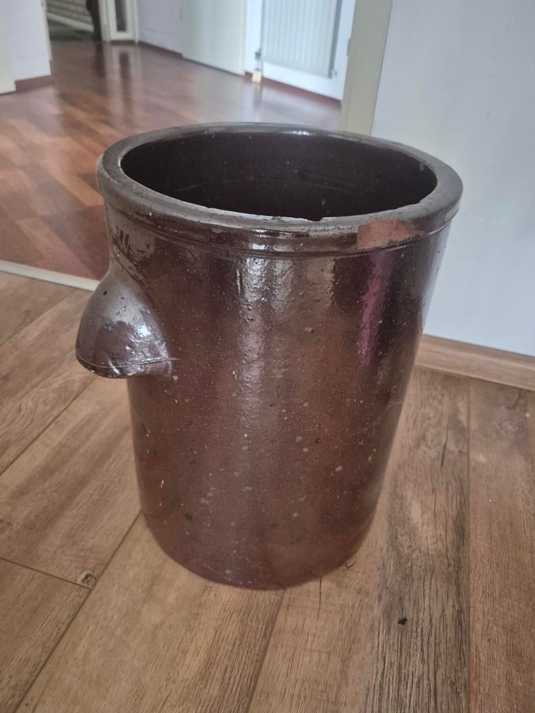 Vintage aardewerken paraplubak - 45cm hoog, 30cm diameter, Huis en Inrichting, Woonaccessoires | Overige, Ophalen, Vintage, Gebruikt