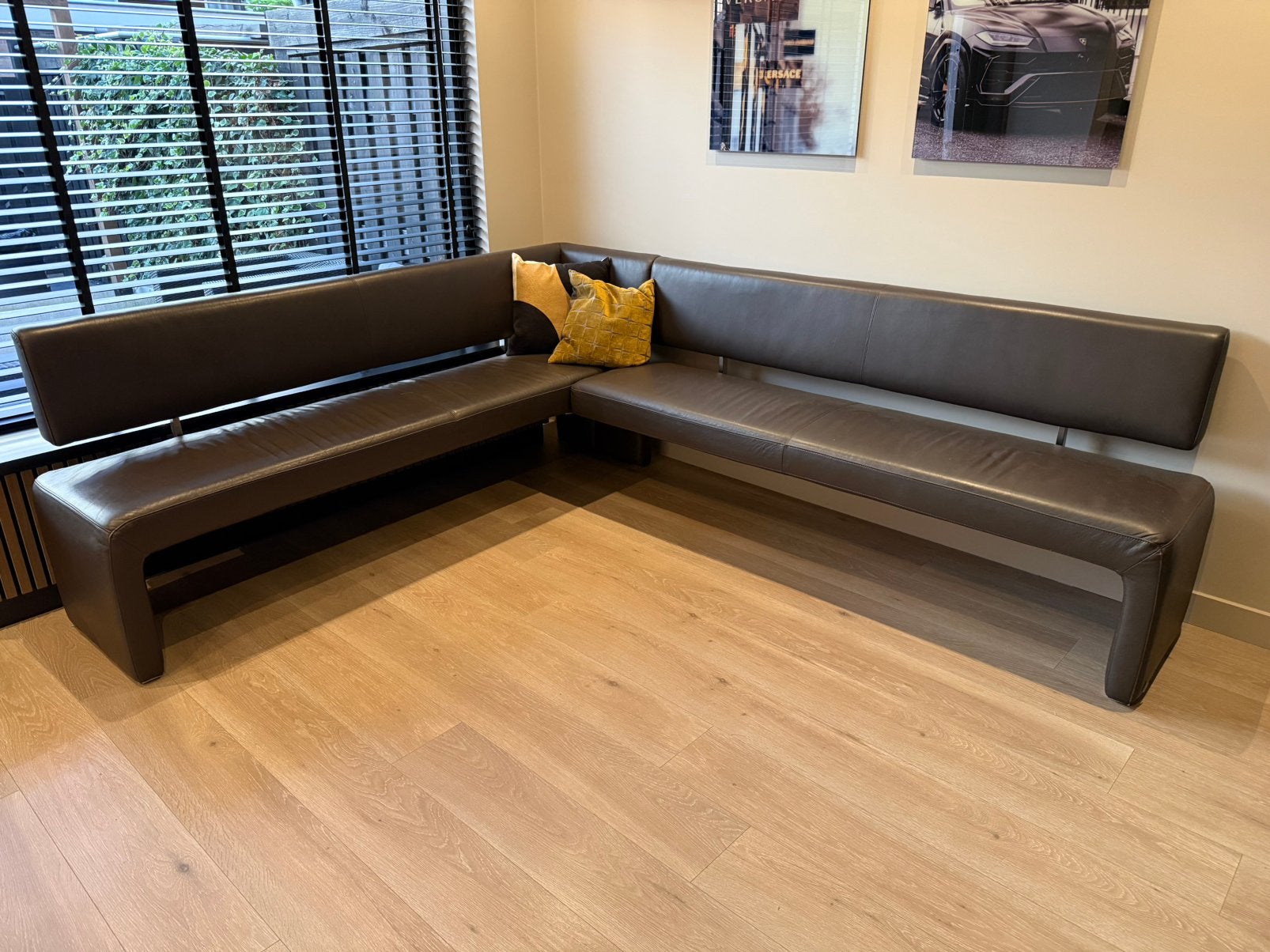 Musterring leren hoekbank / eetkamerbank 250 x 210 cm, Ophalen, Zo goed als nieuw, Leer