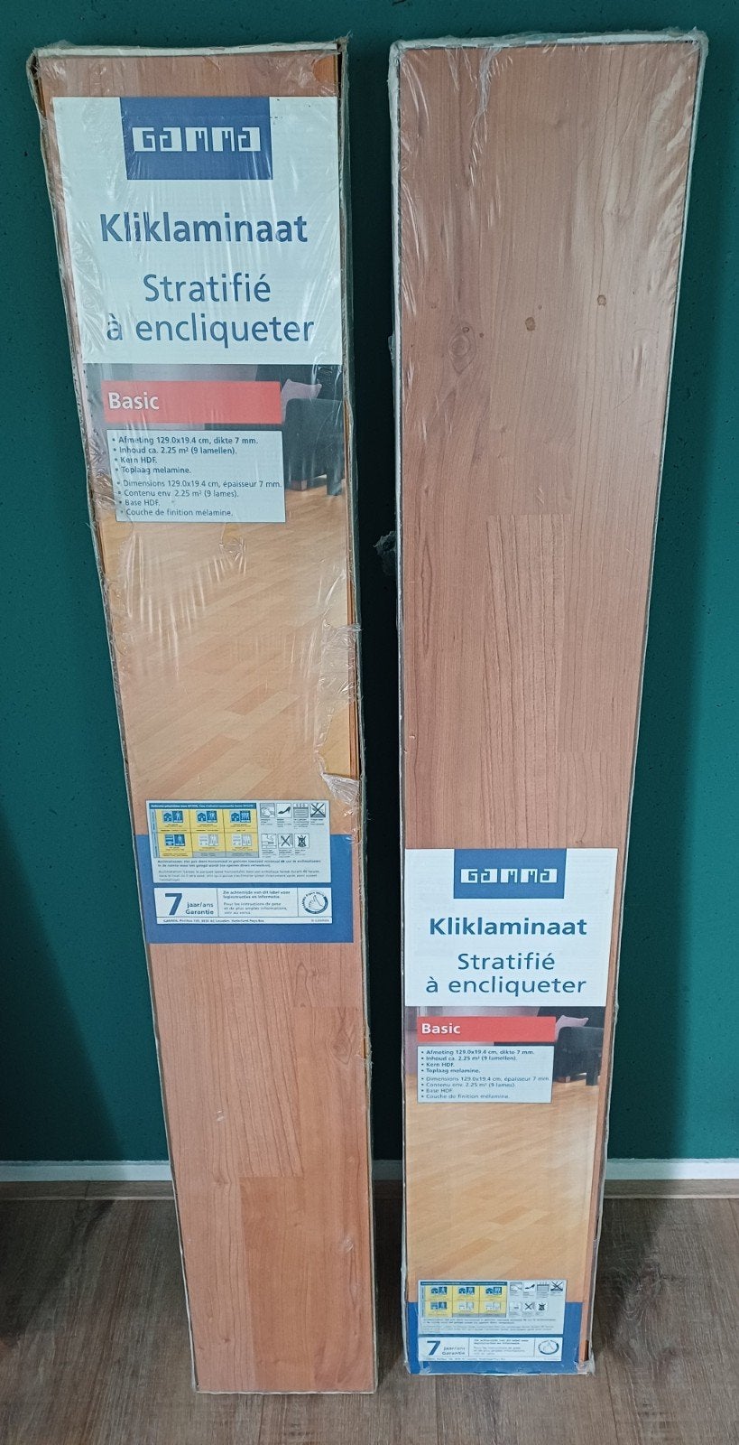 Kersenkleurig laminaat, 2 dichte pakken (4.5 m²), Ophalen, Bruin, Nieuw, Minder dan 10 m²