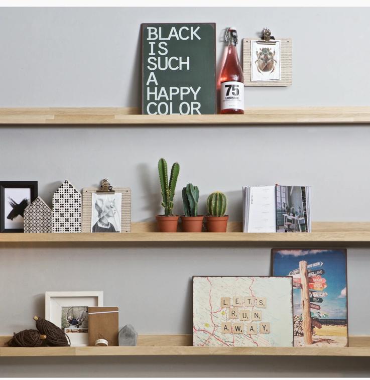 Twee eikenhouten VT wonen fotolijstplanken 100 cm en 170 cm, Huis en Inrichting, Woonaccessoires | Wandplanken en Boekenplanken