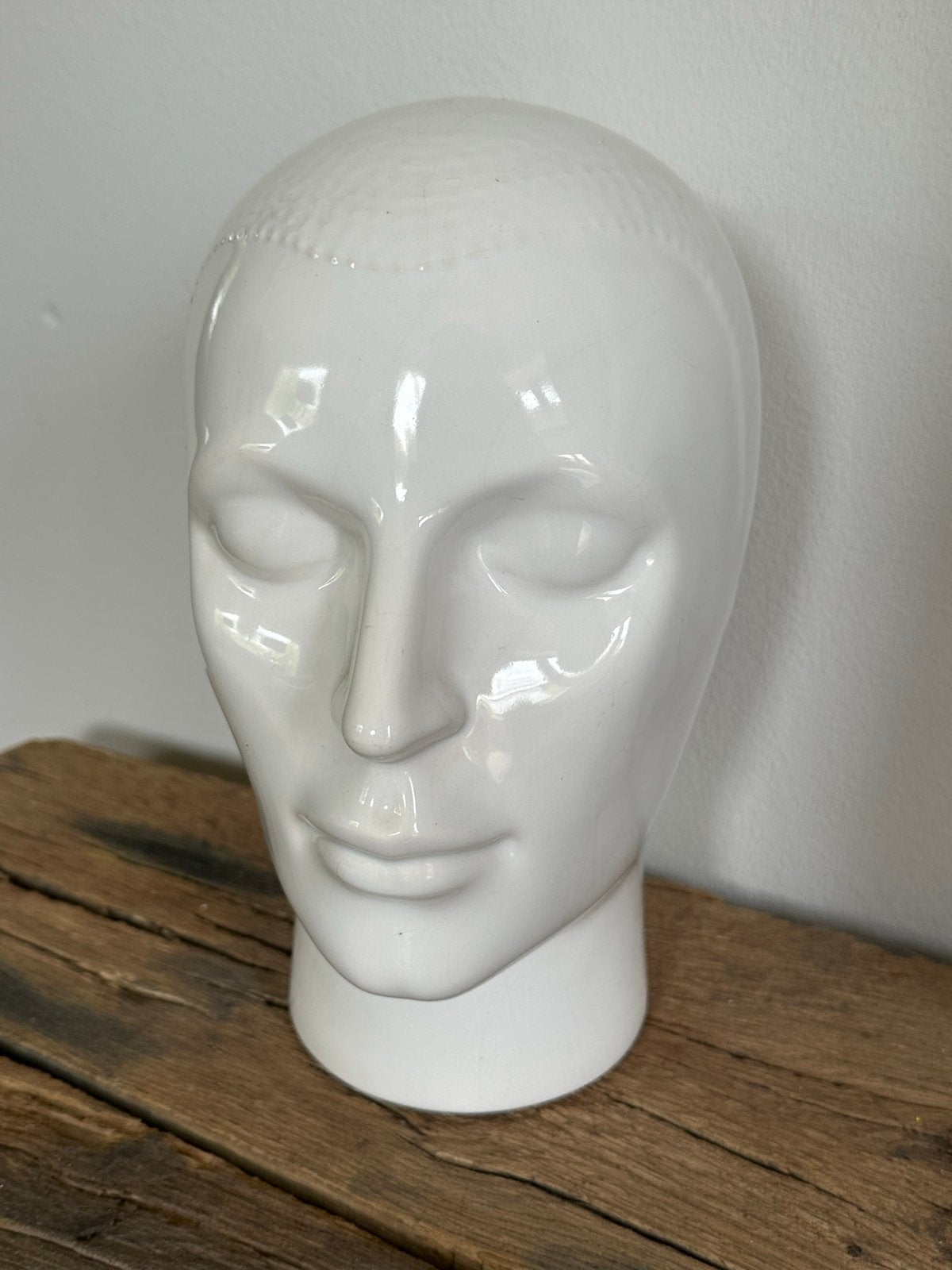 Wit vintage keramisch mannequin hoofd, Ophalen, Geglazuurd, Buste, 20 - 50 cm