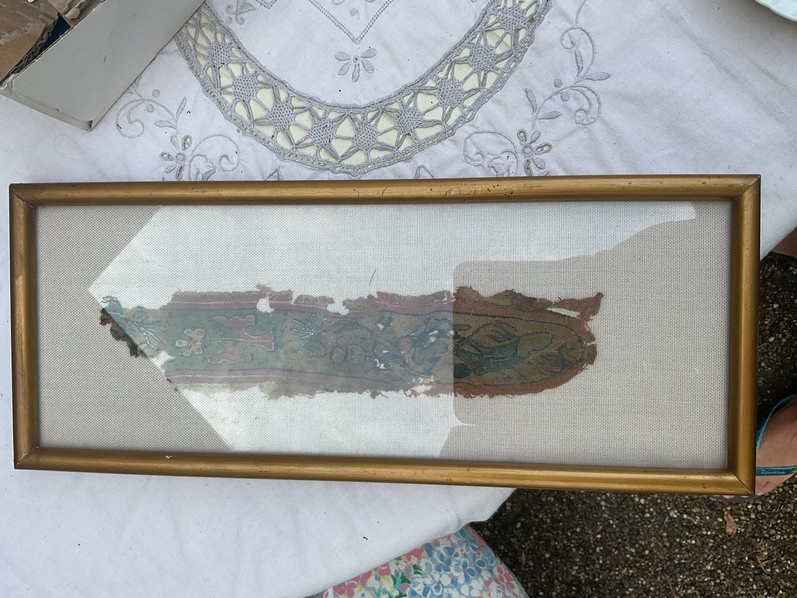 Ingelijst Koptisch textiel fragment uit Egypte 4e-8e eeuw C, Antiek en Kunst, Antiek | Kleden en Textiel, Ophalen of Verzenden