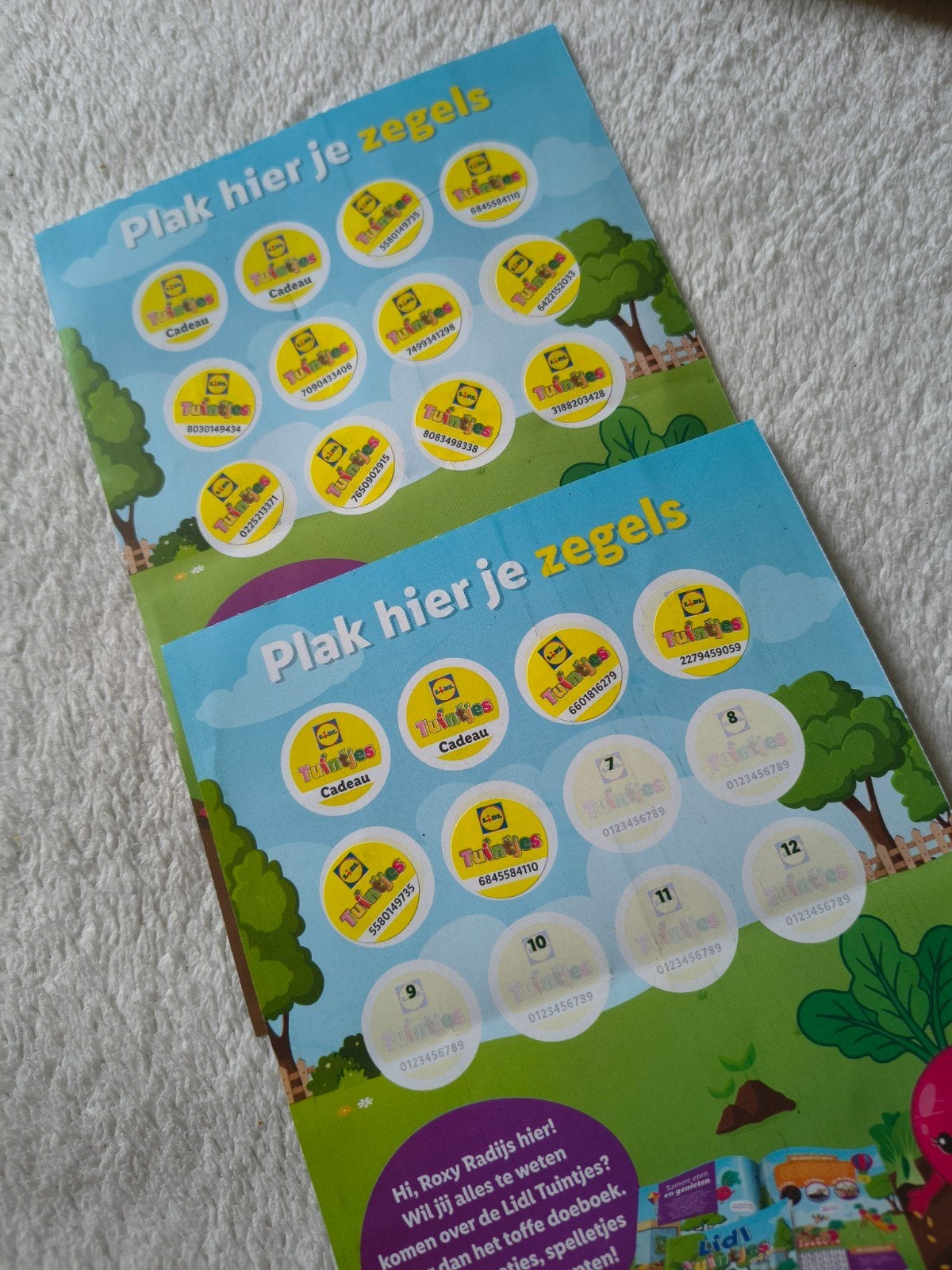 18x Lidl tuintjes zegels, Lidl spaarzegels spaaractie., Onb, Ophalen of Verzenden, Onb, Onb