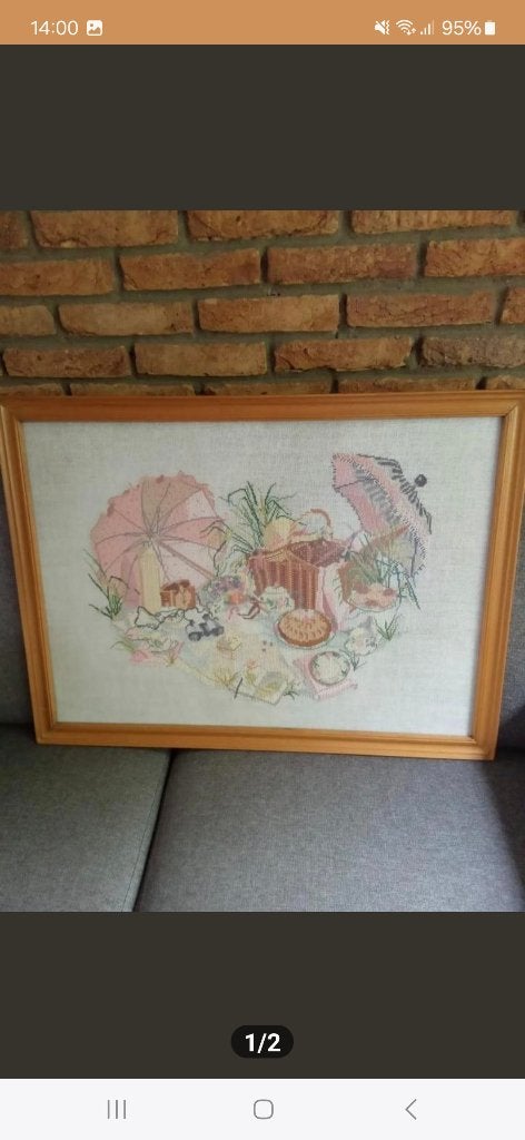 borduurschilderij, Gebruikt, Ophalen of Verzenden, Schilderij, 75 – 100