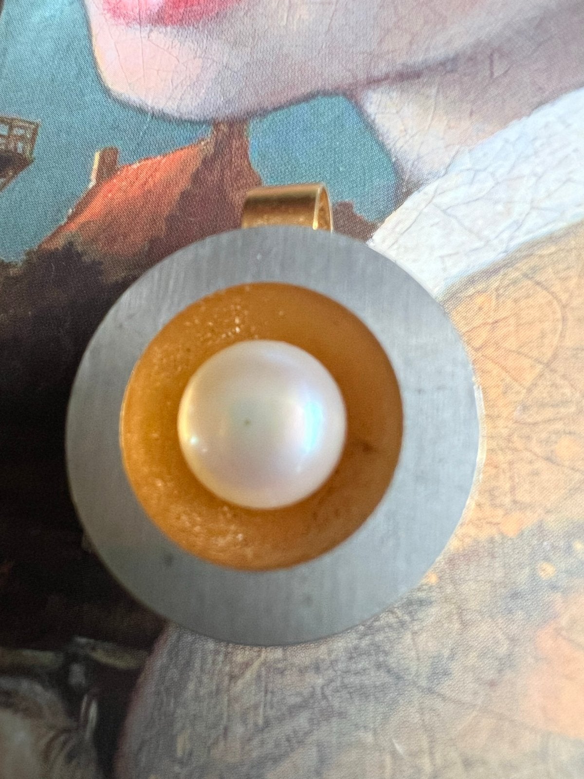 Vintage  hanger met parel, Sieraden, Tassen en Uiterlijk, Kettinghangers, Gebruikt, Goud, Overige voorstellingen, Met parel, Ophalen of Verzenden