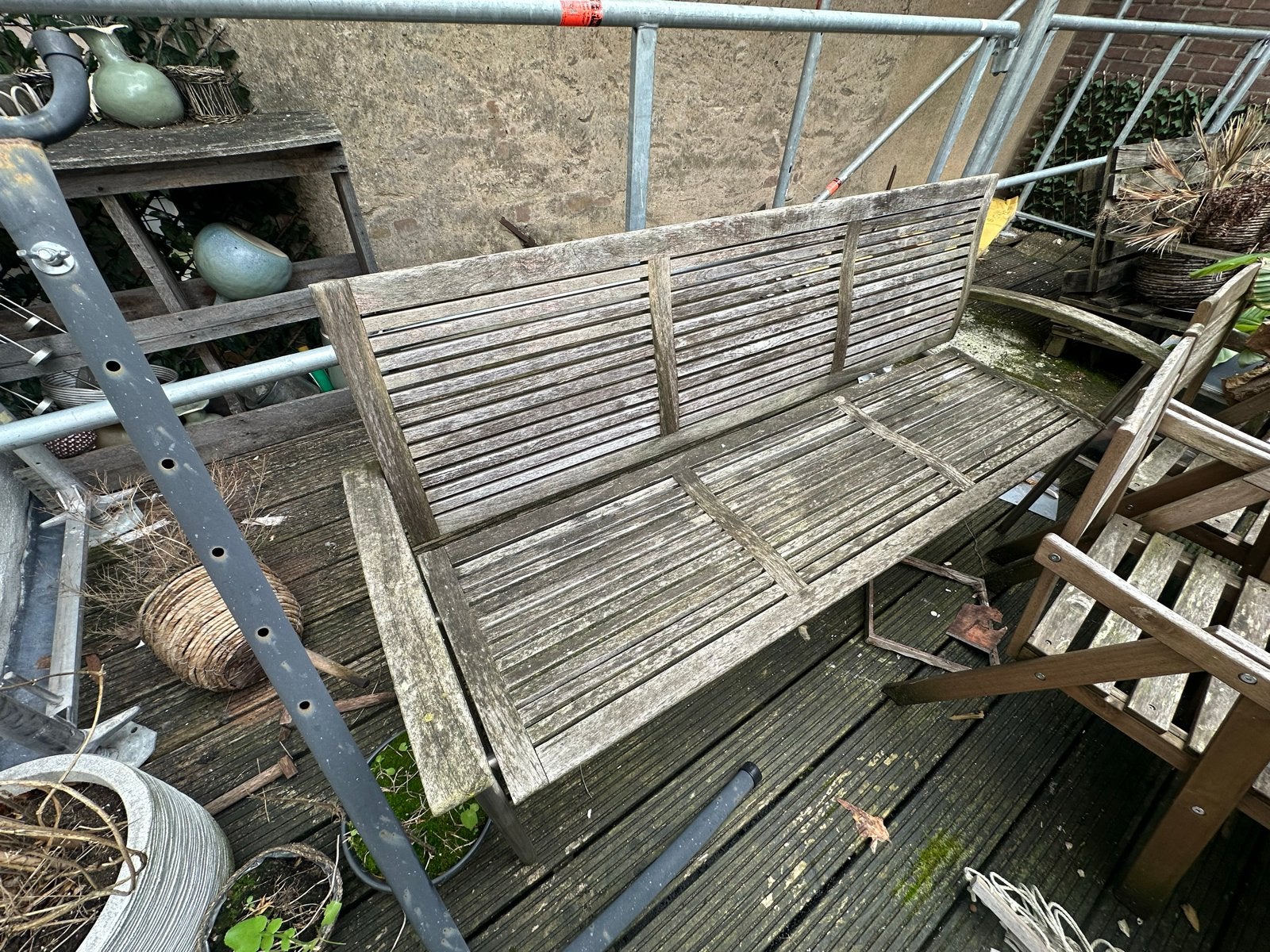 Gratis houten bank - zelf ophalen en naar beneden dragen, Ophalen, Gebruikt, Hout
