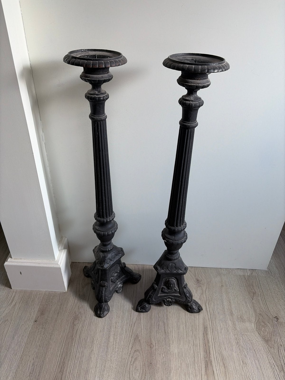 Set van 2 Smeedijzeren Kandelaars - Ca. 80 cm Hoog, Antiek en Kunst, Ophalen, Overige materialen