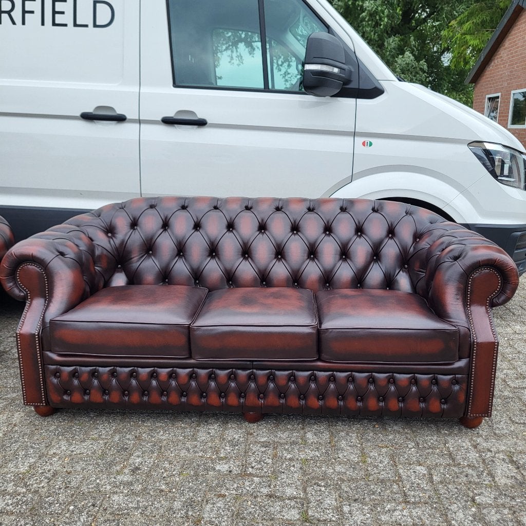 Chesterfield bankstel model Windsor 3+2 zits, Gebruikt, Chesterfield, 75 tot 100 cm, Ophalen of Verzenden