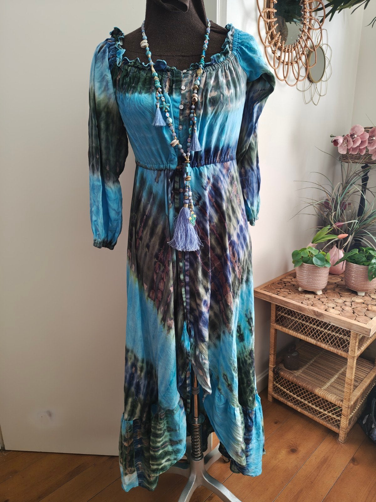 jurk m l Ibiza boho stijl blauw, Blauw, Maat 42/44 (L), Ophalen of Verzenden, Zo goed als nieuw