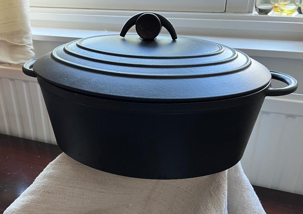 Nomar ( als Creuset) 36 cm grote gietijzeren cocotte pan, Ophalen, Gebruikt, Gietijzer, Keramische plaat
