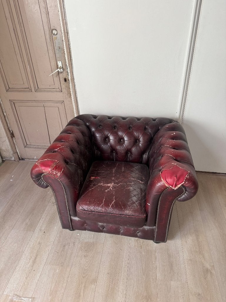 Chesterfield stoel, Ophalen, Gebruikt, Chesterfield, Leer