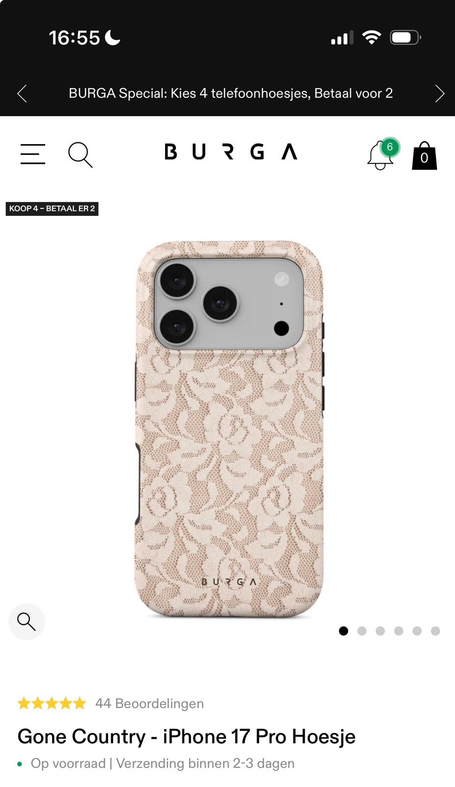 Telefoonhoesje Burga iPhone 17 pro in kant print, Ophalen of Verzenden, Nieuw, Burga