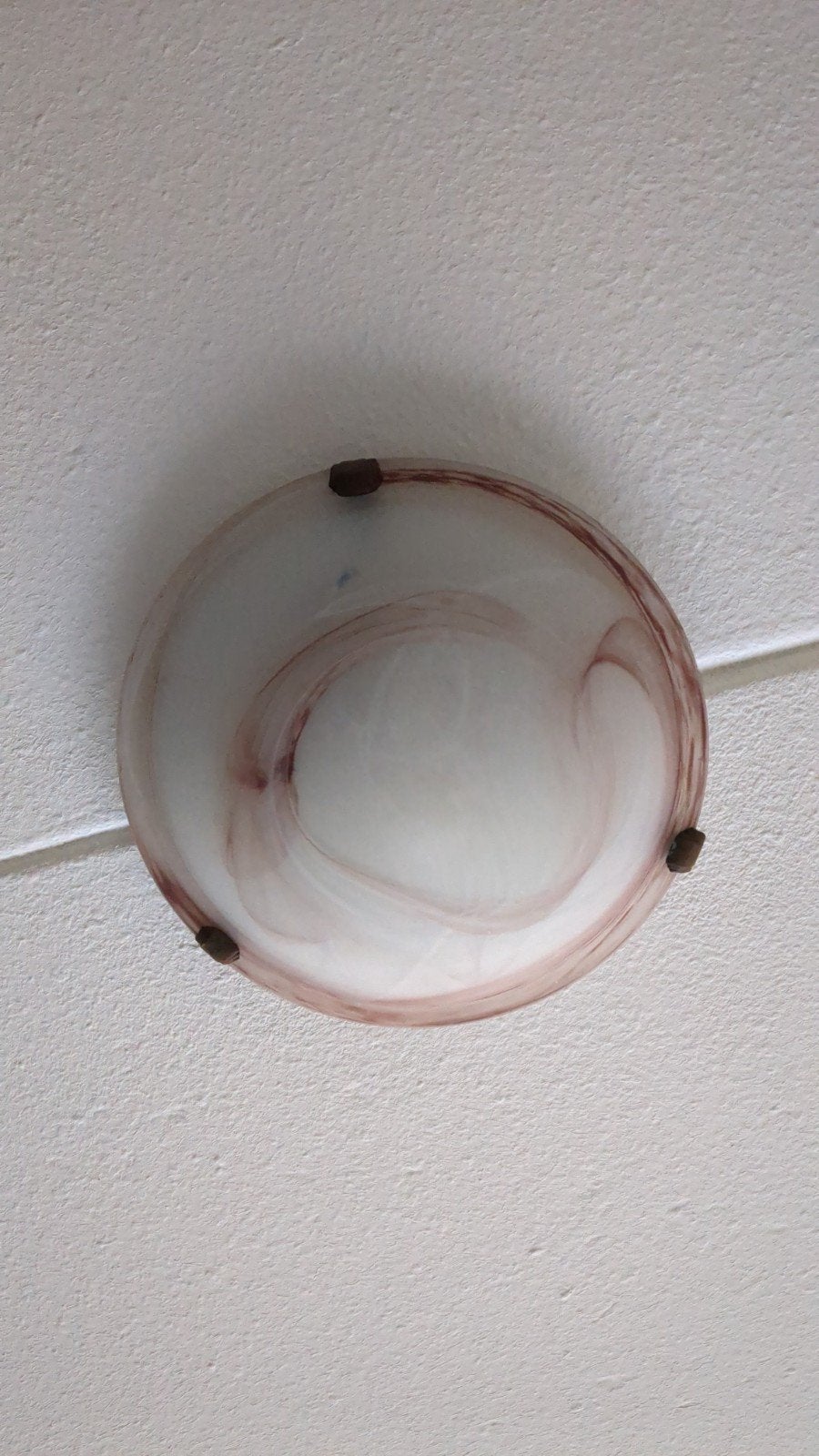 Plafondlamp met marmerlook glas - Wit/Bruin, Gebruikt, Ophalen of Verzenden, Wit, Plafondlamp