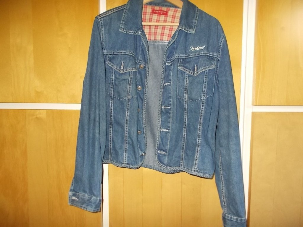 Jeans jasje van Deense merk Jackpot by Carli Gry, maat 3/40, Maat 38/40 (M), Blauw, Jackpot, Ophalen of Verzenden