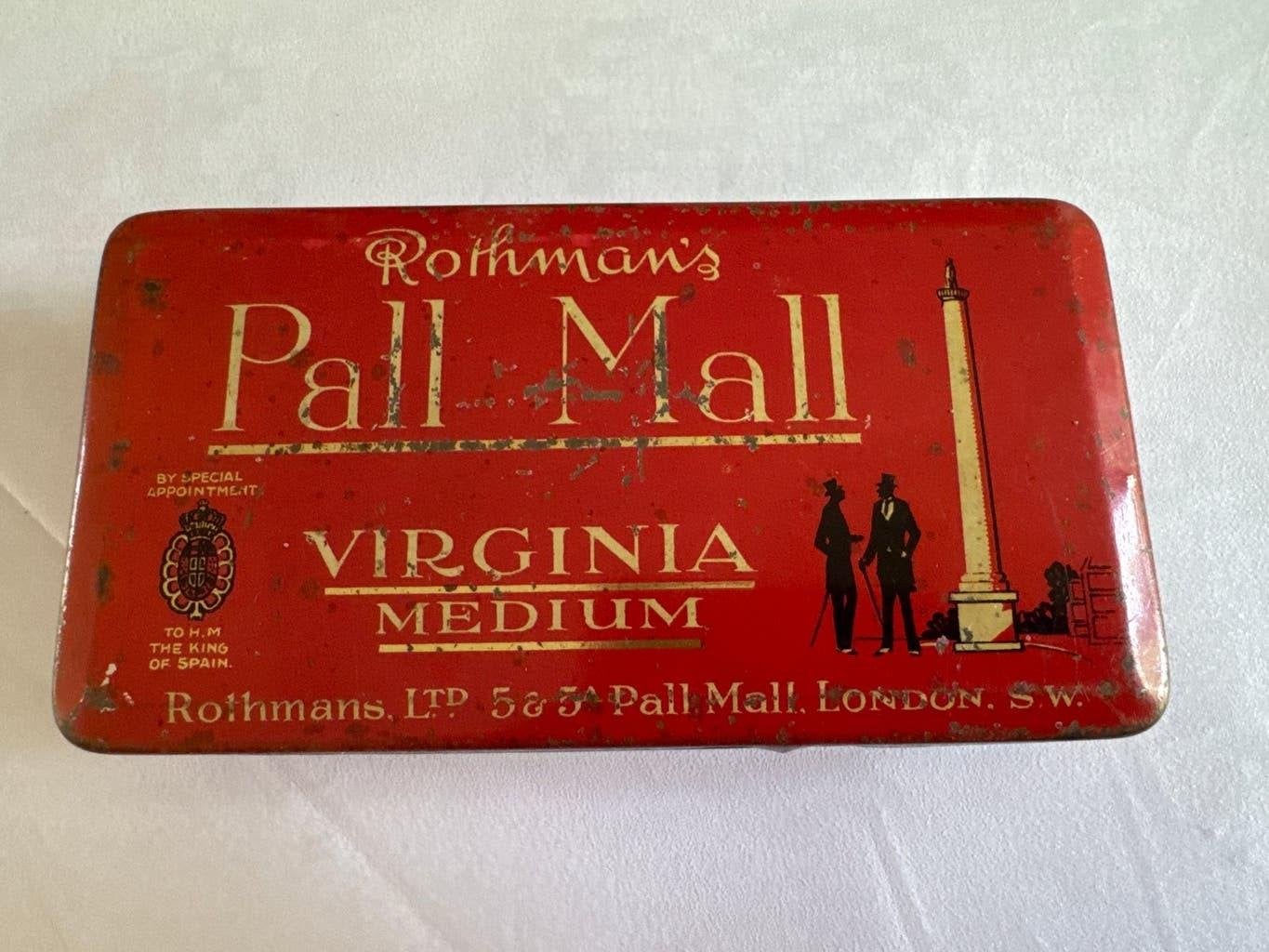 Vintage Rothmans Pall Mall Virginia Medium tabaksblik, Ophalen of Verzenden, Gebruikt, Overige, Overige merken