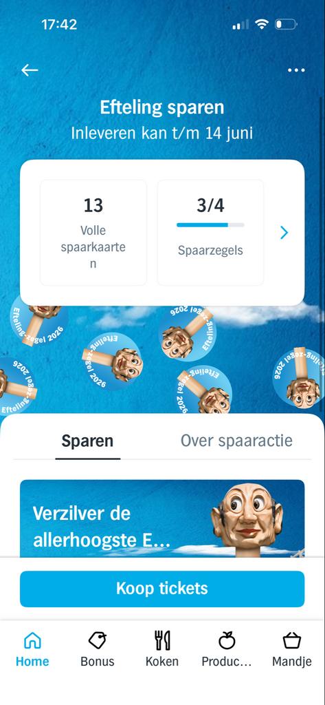 Efteling spaarzegels 2026, Ophalen of Verzenden, Gebruikt, Overige typen