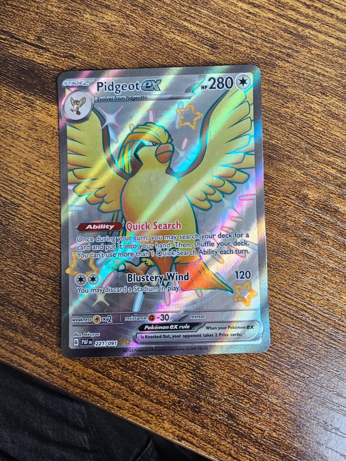 Pidgeot ex - PAF 221/091, Ophalen of Verzenden, Zo goed als nieuw, Losse kaart, Foil