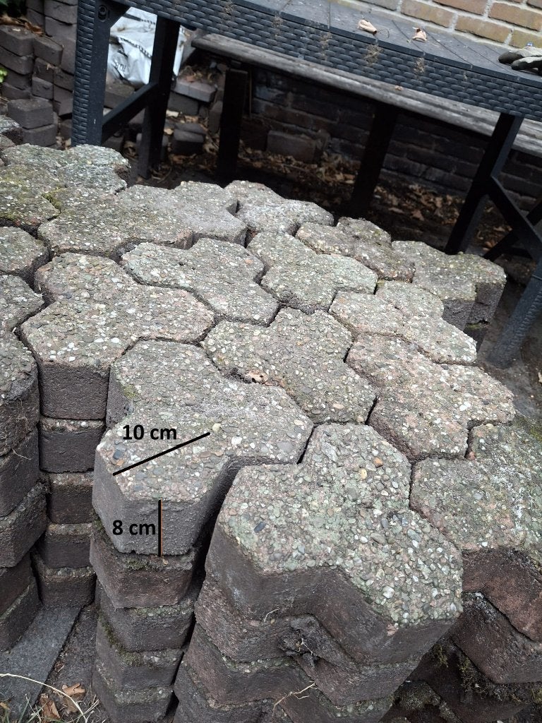 Sierbestrating - 3x zeskant betonstenen 8cm dik, Tuin en Terras, Tegels en Klinkers, Ophalen, Gebruikt, Beton, Klinkers