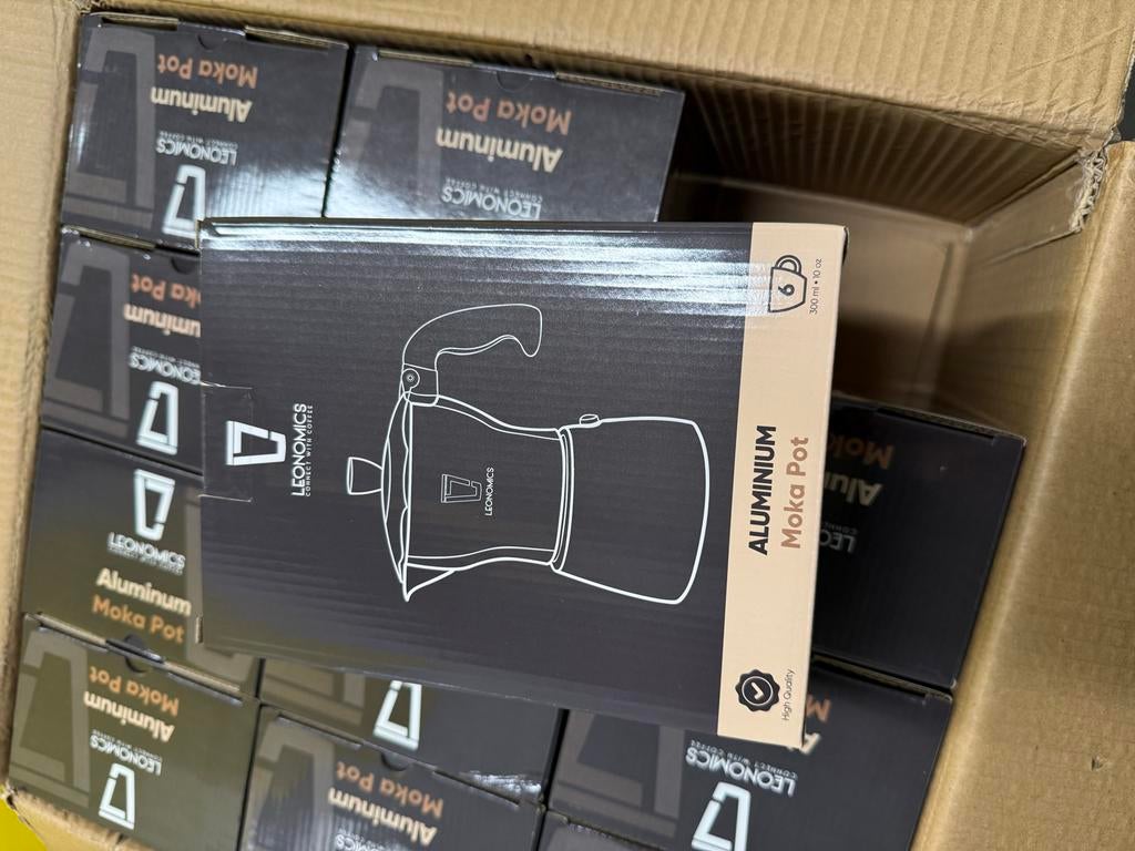 Restpartij - Leonomics Aluminium Moka Pot - 300ml (6 kopjes), Overige modellen, Gemalen koffie, Ophalen of Verzenden, Zo goed als nieuw