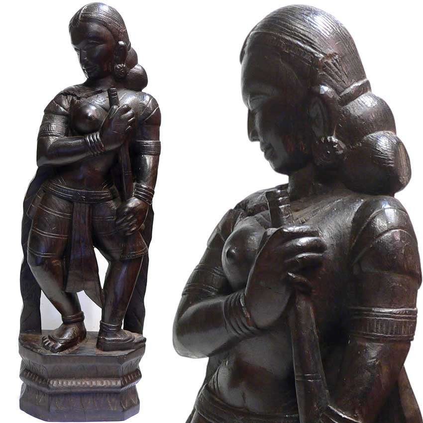 Houten Hindoeïstisch beeld uit India BE26 Hindoe shiva kunst, Ophalen of Verzenden