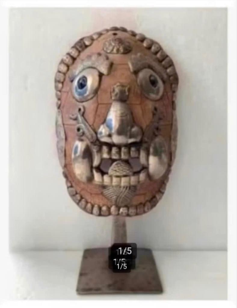 Tibetaans Kapala mounted offering mask, op voet, 29 cm, Ophalen of Verzenden