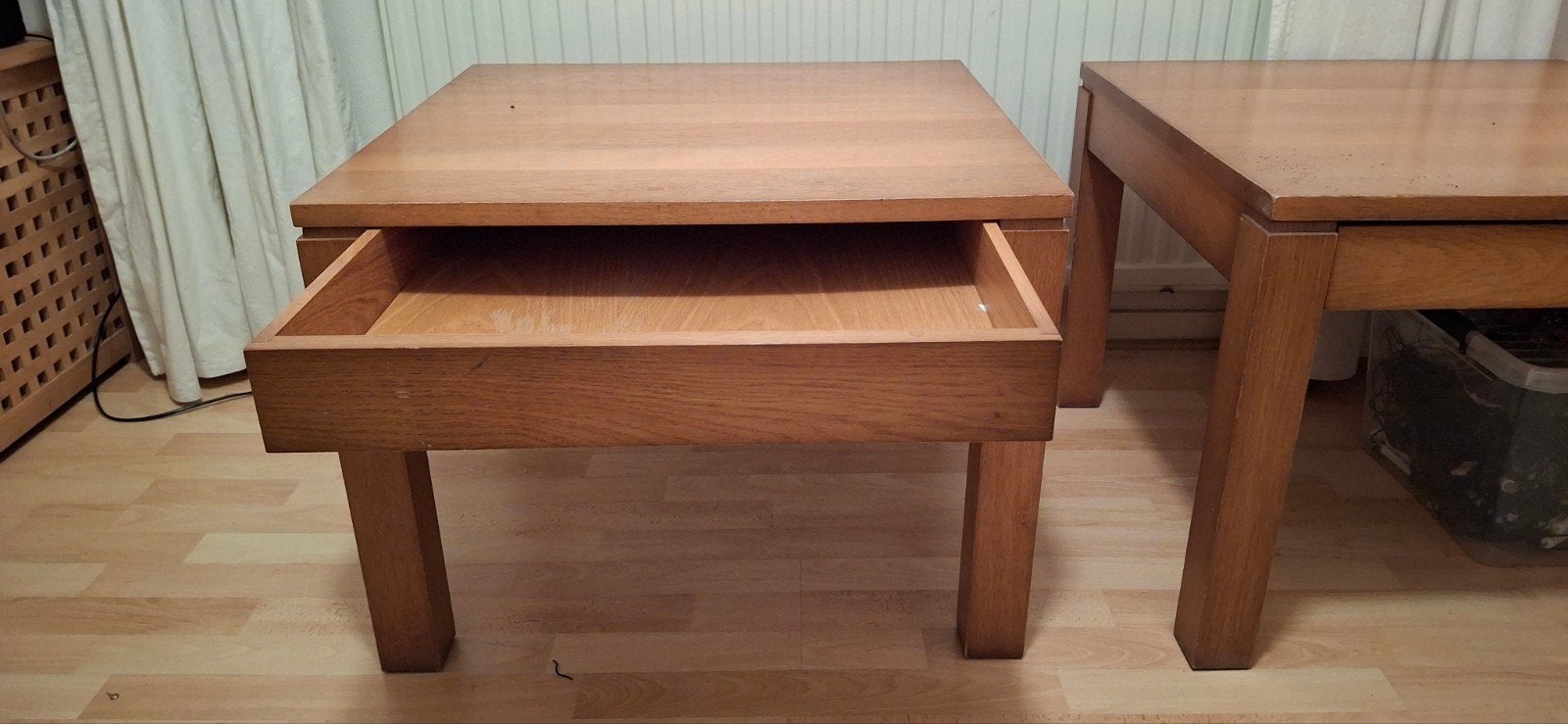 Massief eikenhouten salontafel met lade, Ophalen, Gebruikt, 50 tot 100 cm, 50 tot 100 cm