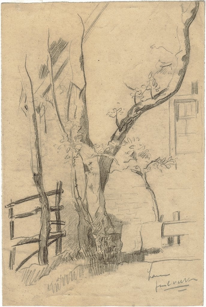 Paul van der Ven "Laren", 1920, gesigneerd, Ophalen, Tekening, Krijttekening, Gesigneerd