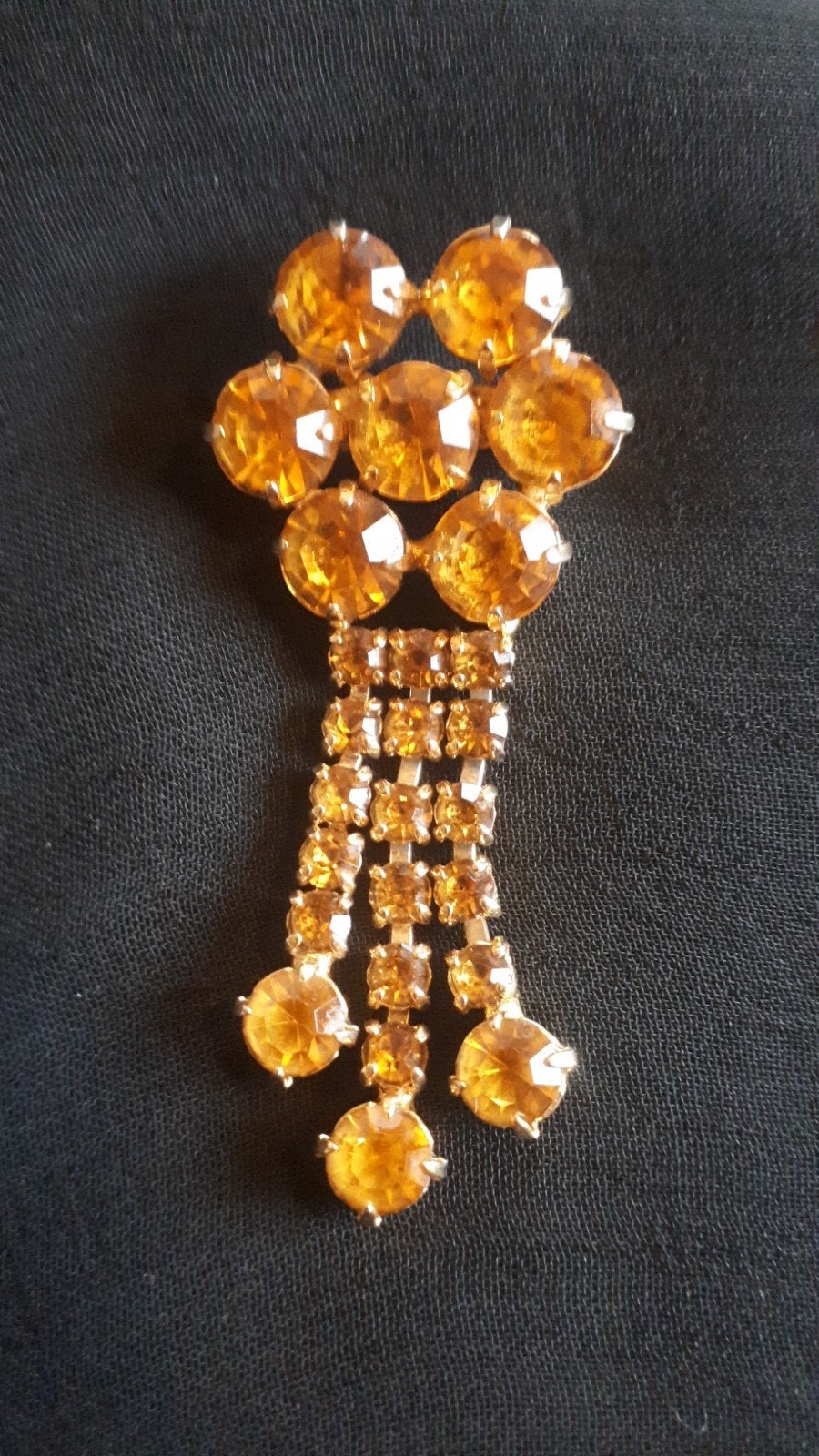 Oude Broche met Goudgele Rijnstenen., Ophalen of Verzenden, Overige materialen, Oorbellen