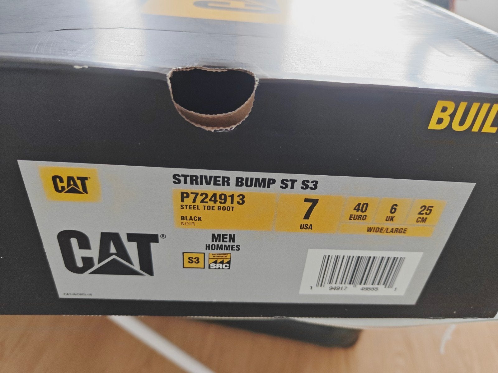 Nieuwe CAT Striver Bump ST S3 veiligheidsschoenen, maat 40, Zwart, Nieuw, Ophalen of Verzenden, Werkschoenen