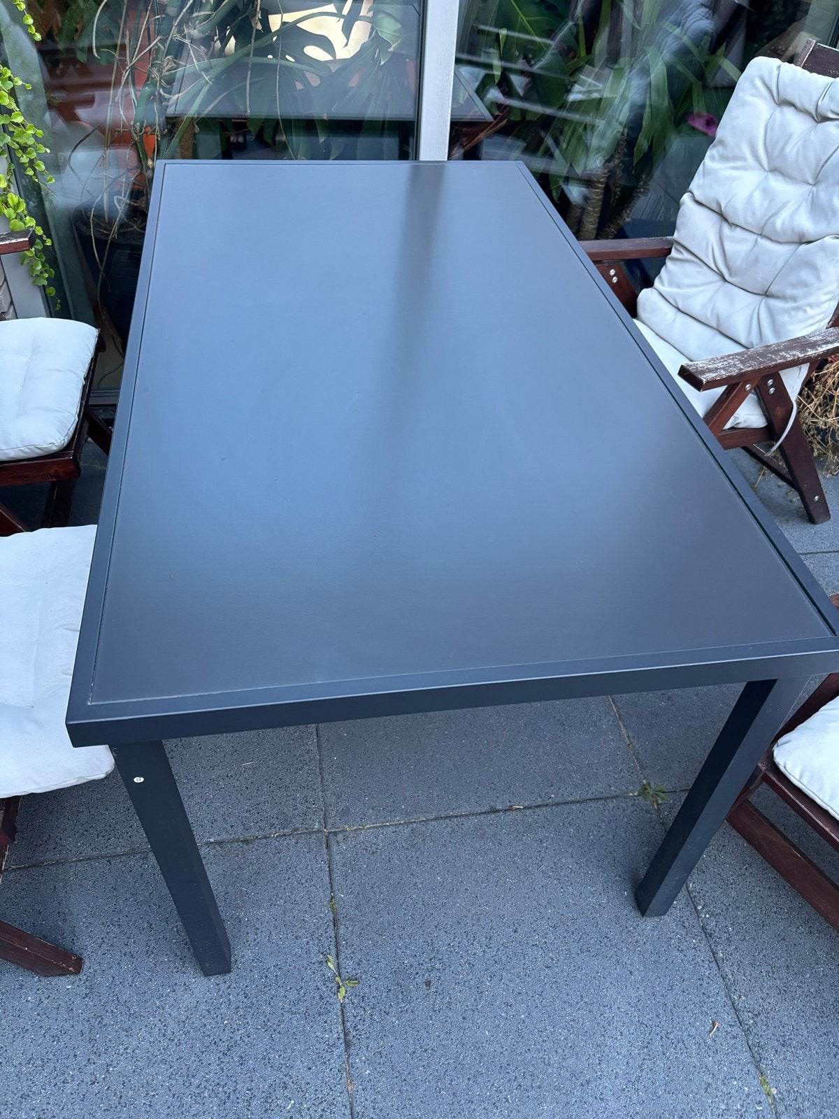 Alma Tuintafel 160x90 Cm. - Antraciet, Ophalen, Zo goed als nieuw, Rechthoekig, Aluminium