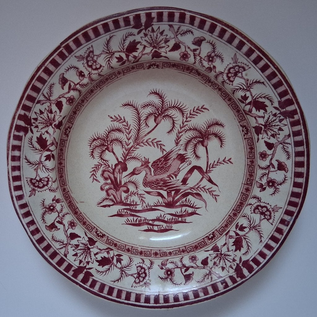 diep bord Petrus Regout decor Panama rood (MAW 5), Ophalen of Verzenden