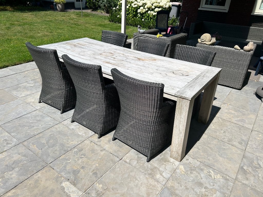 Tuintafel met 6 stoelen, Tuin en Terras, Ophalen, Gebruikt, 6 zitplaatsen, Tuinset
