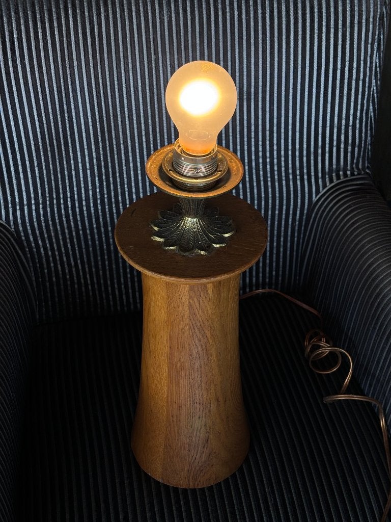 Vintage Tafellamp Hout Metaal Mid-century Modern  CS27196, Ophalen, Gebruikt, 50 tot 75 cm, Vintage jaren '60-'70.