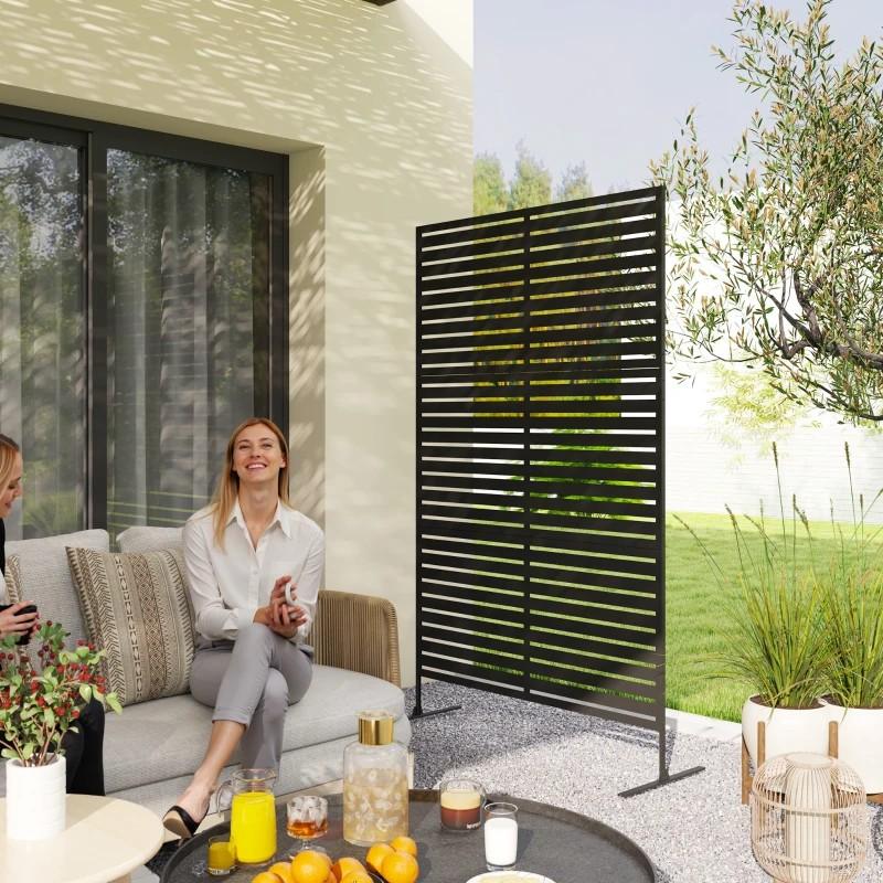 Zwart metalen privacyscherm voor terras of tuin, Nieuw, Ophalen of Verzenden, 150 tot 200 cm, Staal