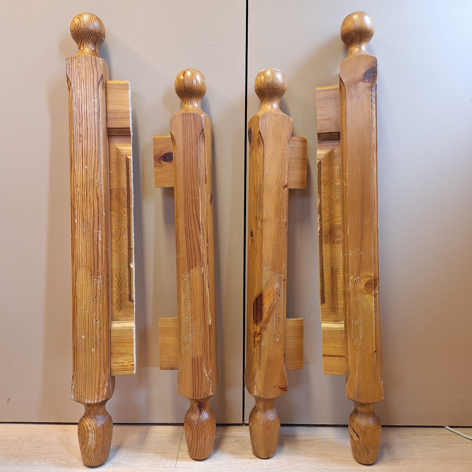 4x Houten Bed Poten, Gebruikt, Bruin, ., Ophalen of Verzenden