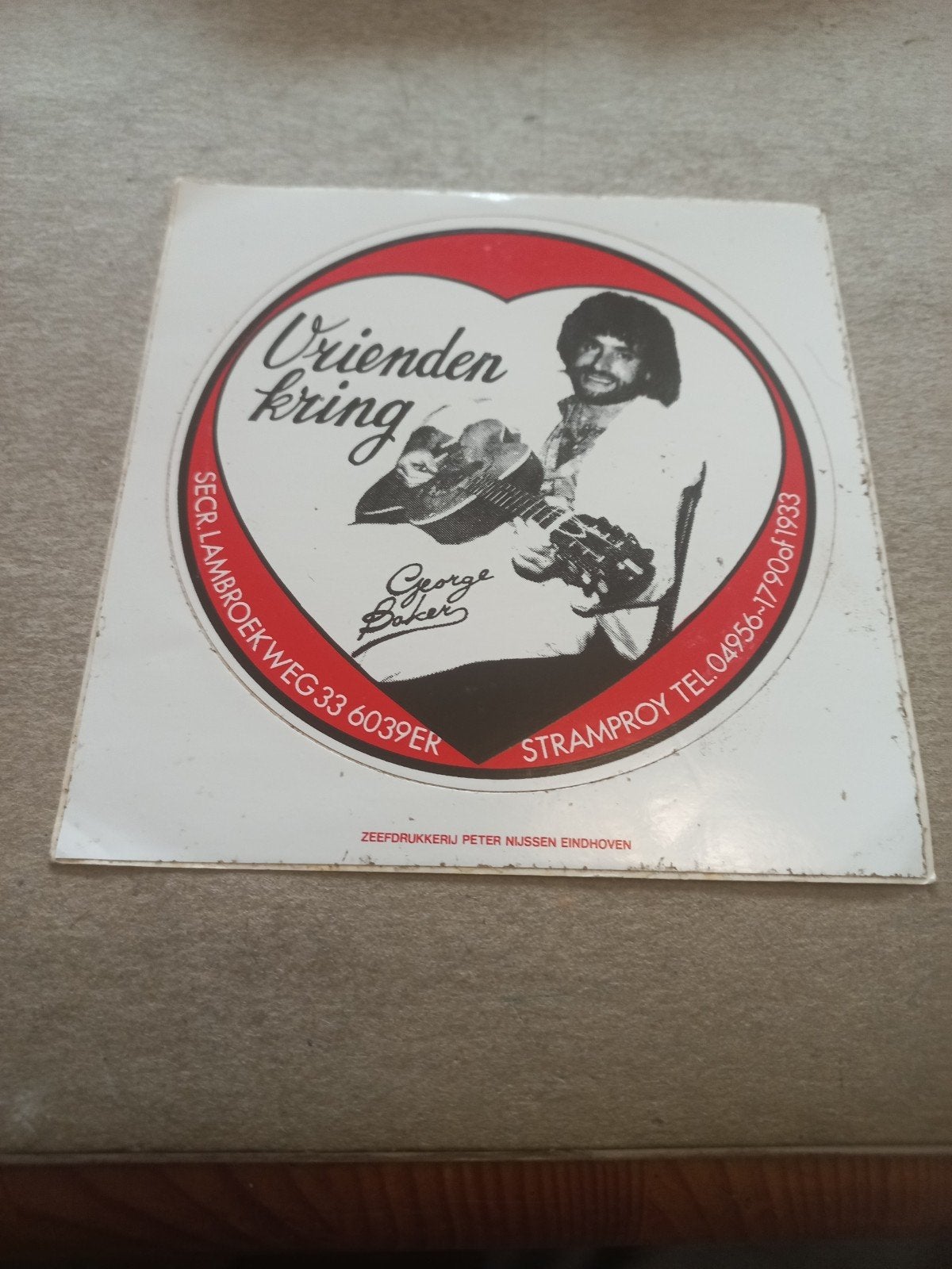 Vintage George Baker Vriendenkring Reclamebord, Ophalen of Verzenden, Gebruikt